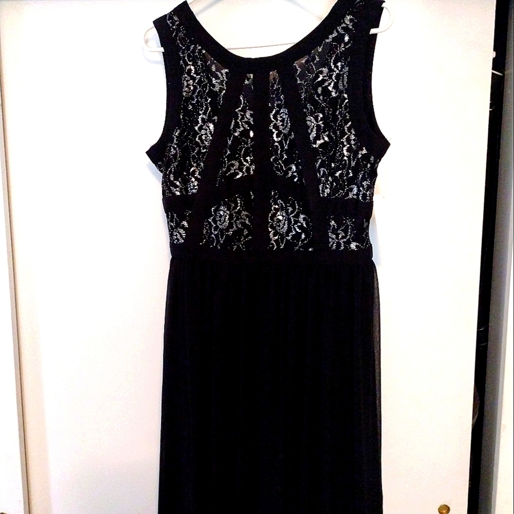 Beautiful black lace silver dress